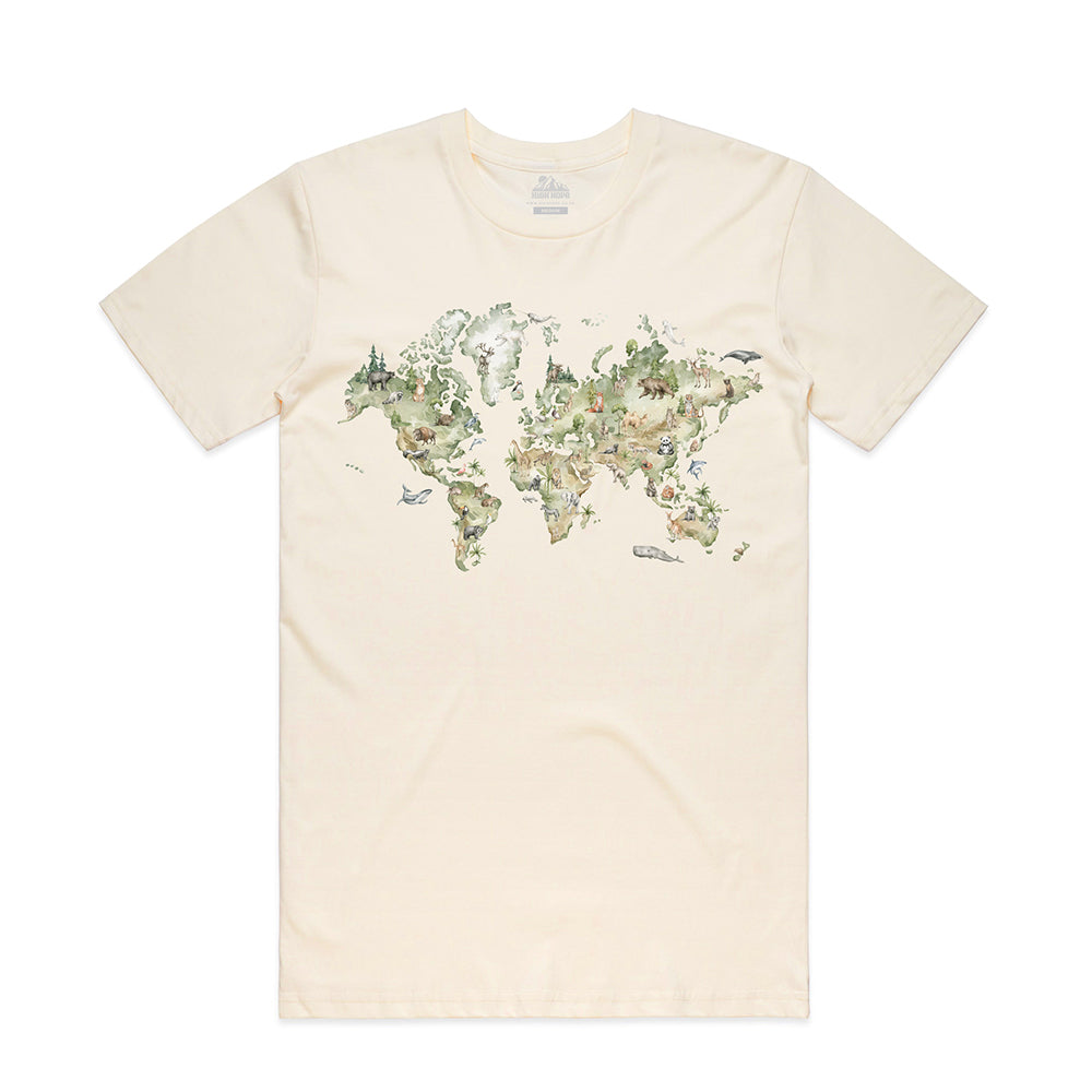 Animal World Map T-shirt / Front Print