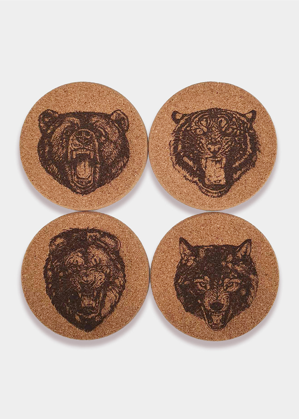 Roaring Animal Cork Coasters