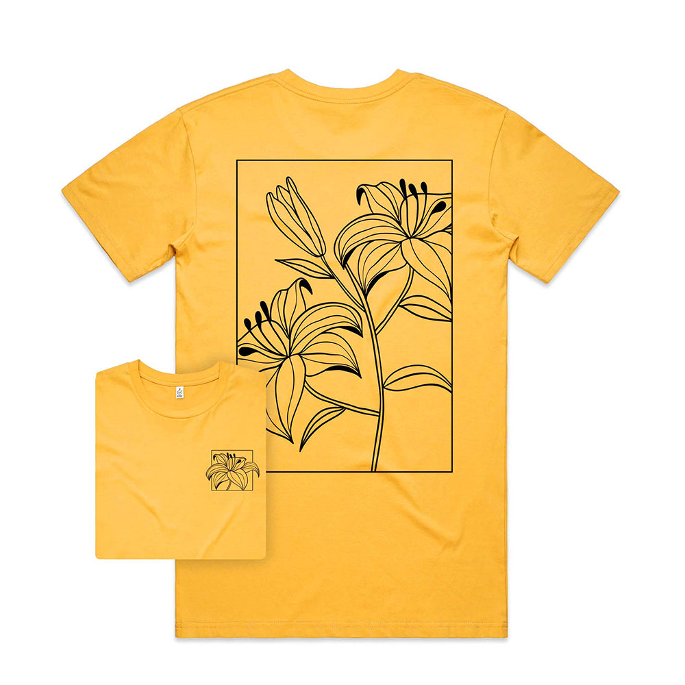 Linear Flowers T-shirt / Back Print