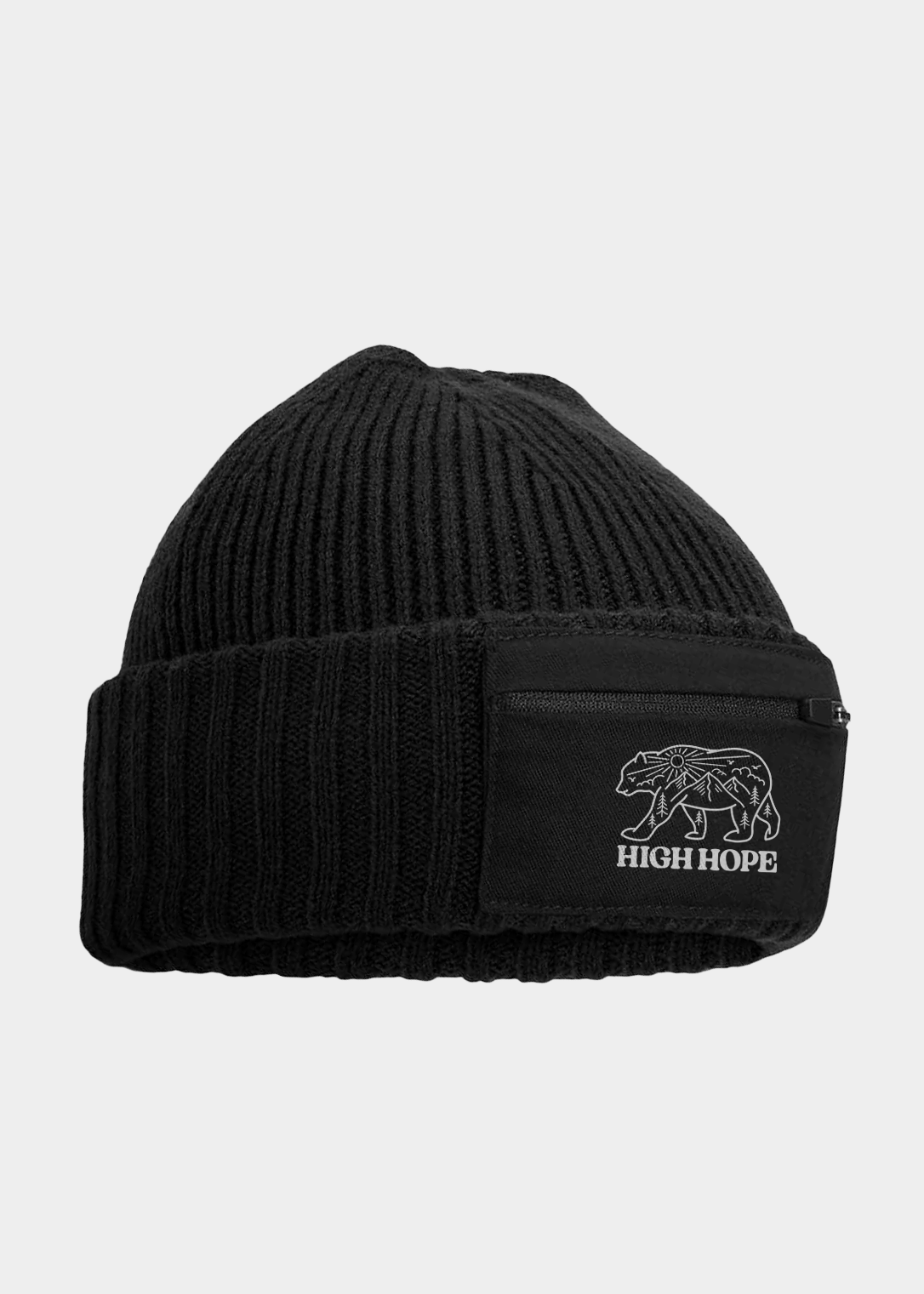 Bear Zip Patch Beanie