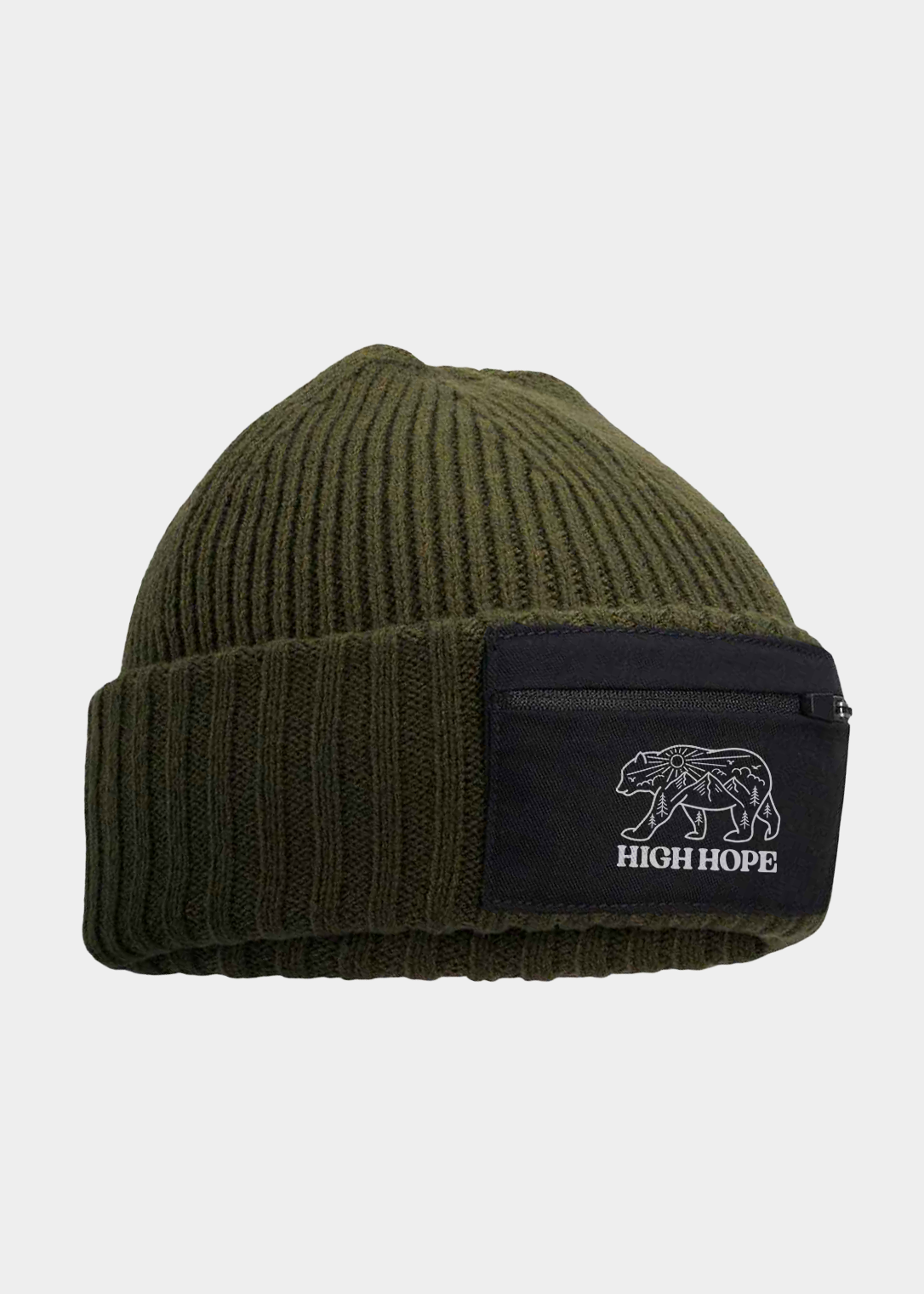 Bear Zip Patch Beanie