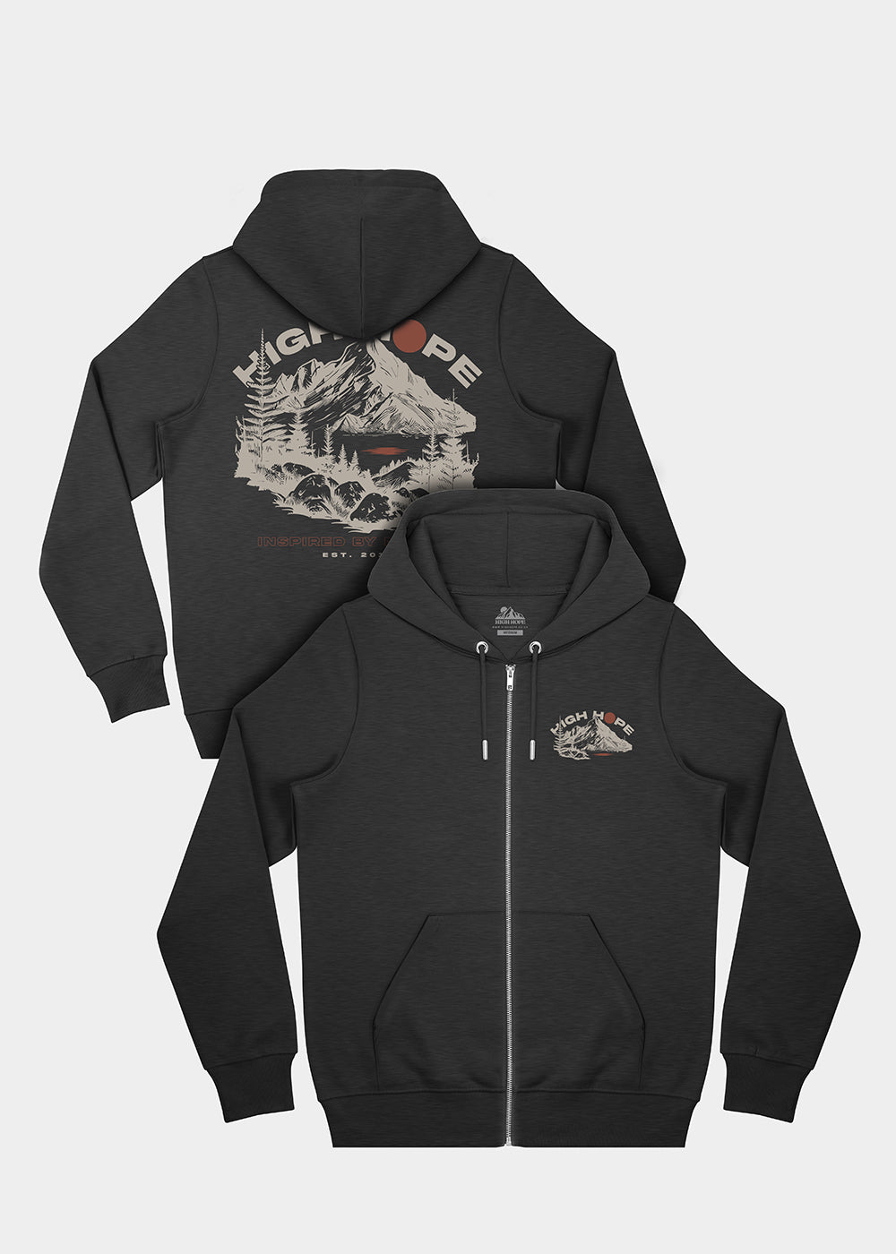 Lake Scene Zip Hoodie / Back Print