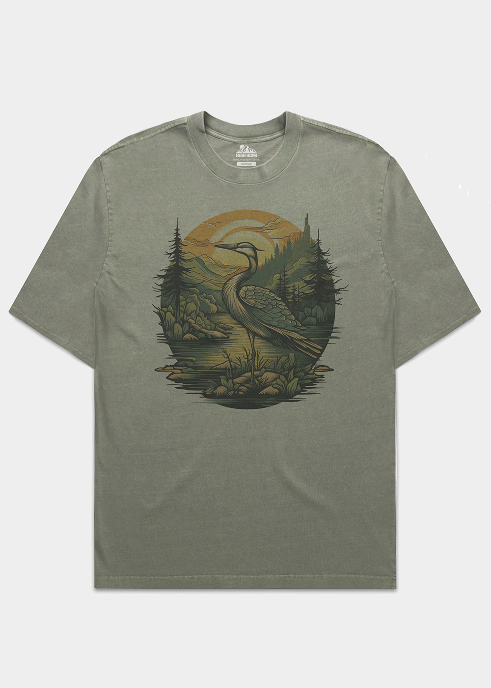 Heron Heavyweight T-shirt / Front Print