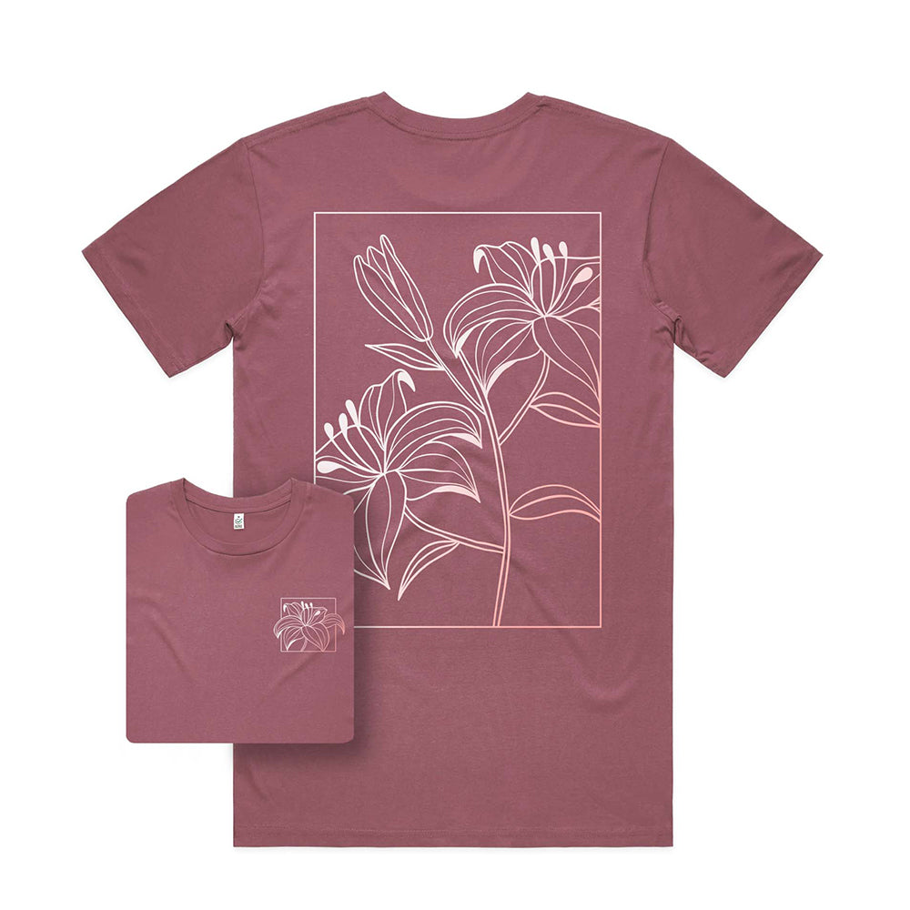 Linear Flowers T-shirt / Back Print
