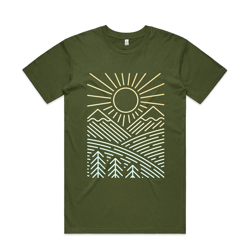 Sunshine Over Hills T-shirt / Front Print