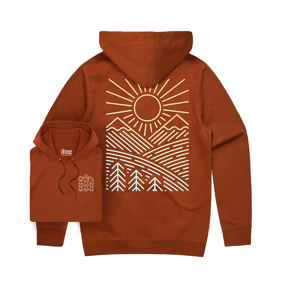 Sunshine Over Hills Hoodie / Back Print